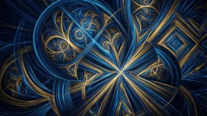 Geometric Fractal Blue Gold