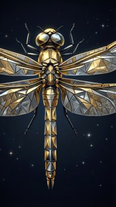 Geometric Gold Dragonfly