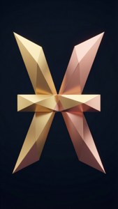 Geometric Gold Pisces