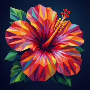 Geometric Hibiscus Low Poly