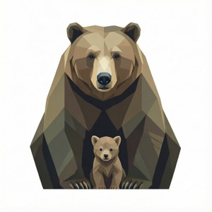 Geometric Mama Bear Cub