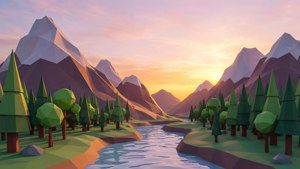 Geometric Mountain Sunset