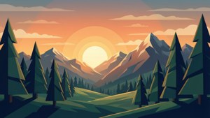 Geometric Mountain Sunset