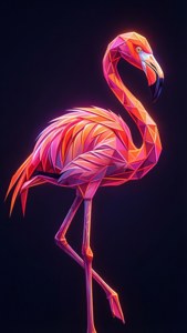 Geometric Neon Flamingo