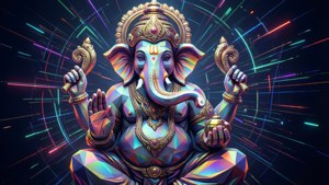 Geometric Neon Ganesha