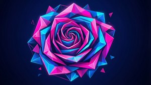 Geometric Neon Rose