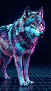 Geometric Neon Wolf