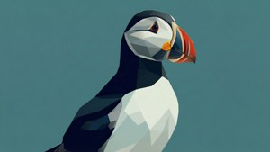 Geometric Puffin Silhouette