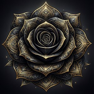 Geometric Sacred Black Rose