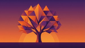 Geometric Sunset Tree