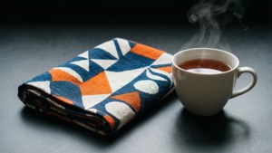 Geometric Tea Towel with Tea