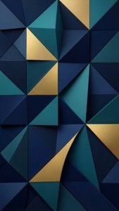 Geometric Triangles Navy Teal