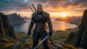 Geralt at Skellige Sunset
