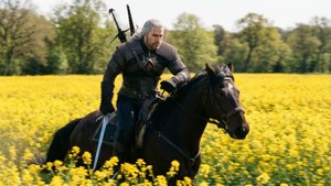 Geralt Riding Through Flowers