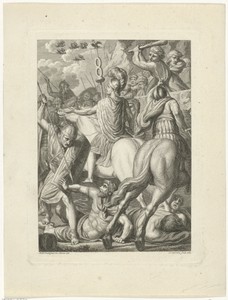 Germanicus tijdens een veldslag met Germanen.