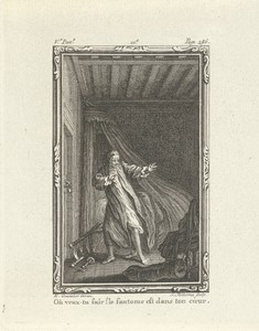 Geschrokken man in een slaapkamer