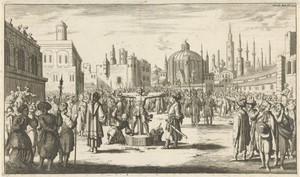 Gestrafte Spaanse bekeerling op plein in Algiers, ca. 1623