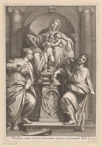 Getroonde Maria met Kind en Johannes, aan weerszijden H. Catherina en H. Johannes