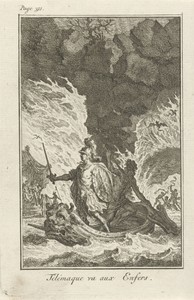 Gewapende Telemachus op een boot