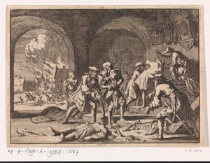 Gewelf te Heidelberg waar Franse soldaten de graven van de keurvorsten vernielen, 1693
