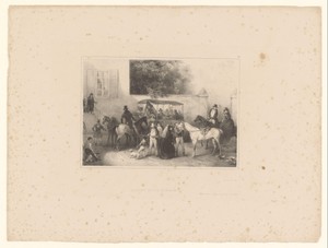 Gezelschap in een huifkar