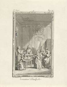 Gezelschap met kinderen in een interieur