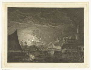 Gezicht buiten de Utrechtse Poort bij nacht