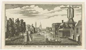 Gezicht langs de wetering op Amsterdam