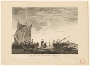 Gezicht op aangemeerde boten bij Vlissingen