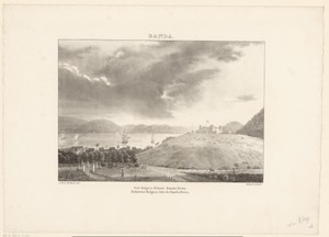 Gezicht op Bandaneira met het fort Belgica