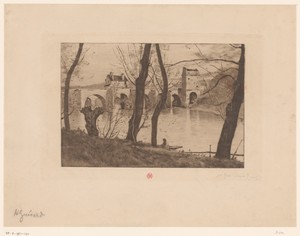 Gezicht op brug te Mantes-la-Jolie
