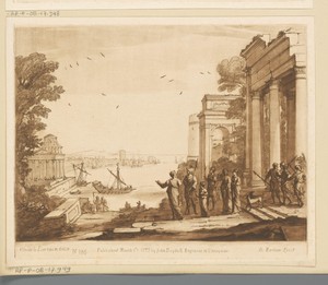 Gezicht op Carthago met Dido en Aeneas