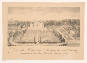 Gezicht op Château d'Attre met tuin