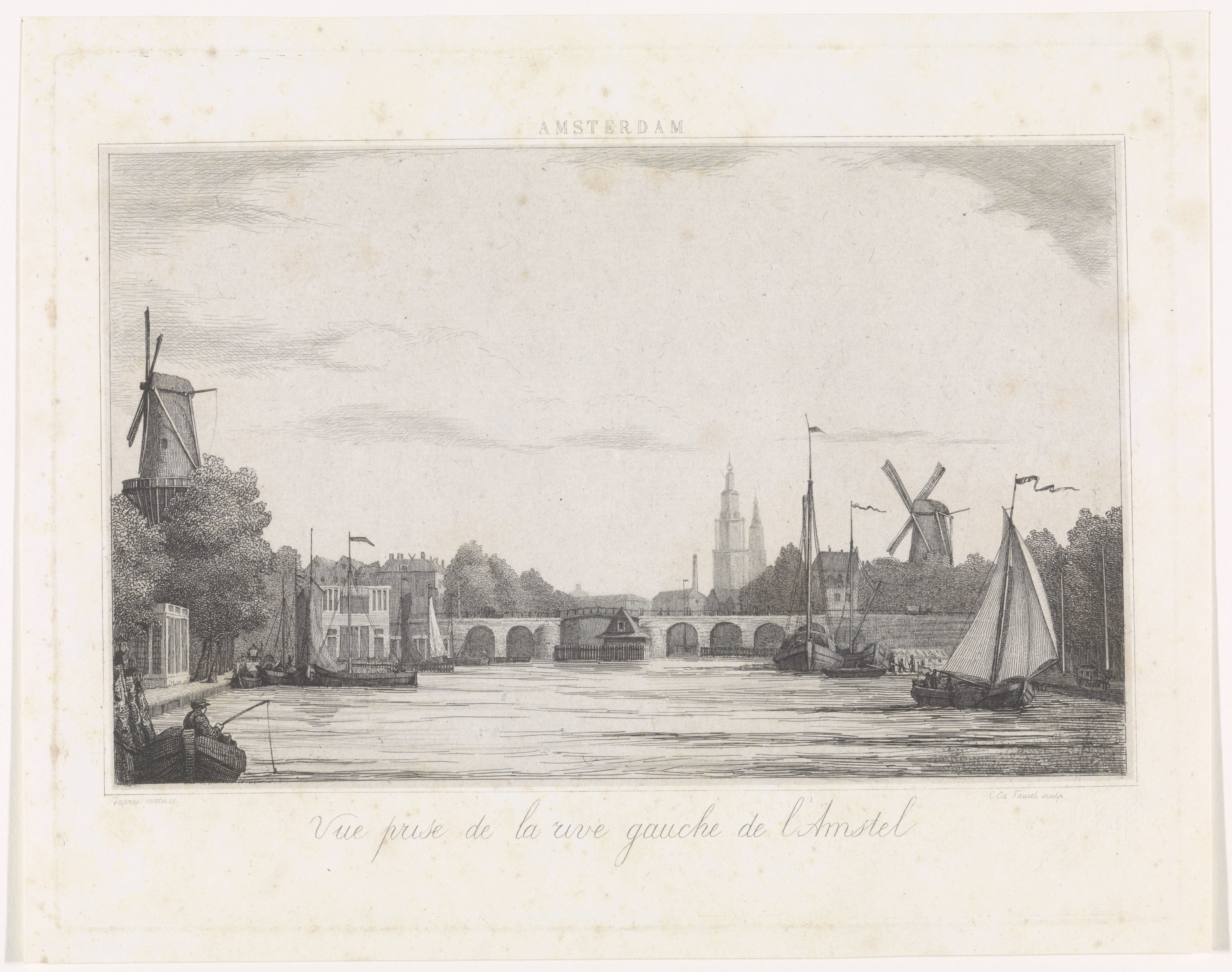 Gezicht op de Amstel te Amsterdam by Edouard Taurel
