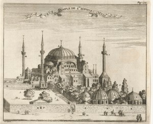 Gezicht op de Aya Sophia te Istanbul