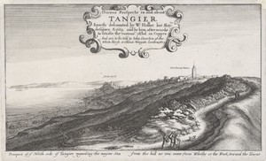 Gezicht op de baai en fortificaties van Tanger