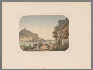 Gezicht op de berg Drachenfels langs de Rijn