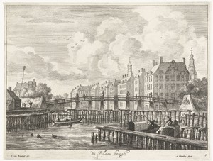 Gezicht op de Blauwbrug over de Amstel