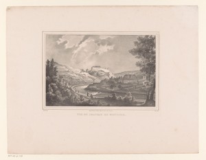 Gezicht op de burcht van Monschau (Montjoie) in de Eifel