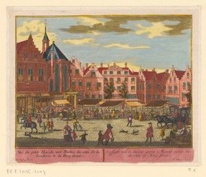 Gezicht op de Dagelijkse Groenmarkt te Den Haag