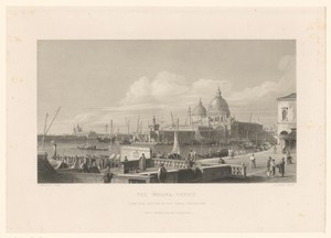 Gezicht op de Dogana da Mar te Venetië