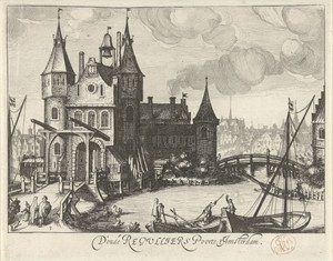 Gezicht op de Eerste Regulierspoort te Amsterdam
