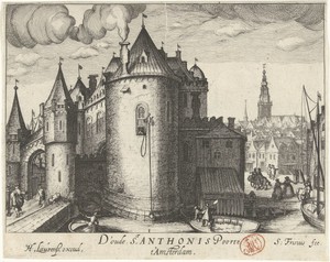 Gezicht op de Eerste Sint-Antoniespoort te Amsterdam