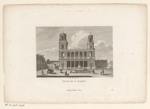 Gezicht op de Église Saint-Sulpice te Parijs