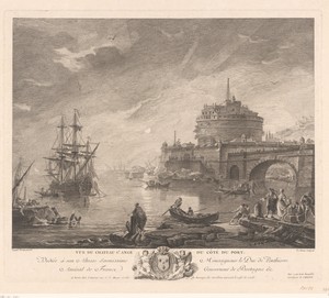 Gezicht op de Engelenburcht te Rome vanuit de haven