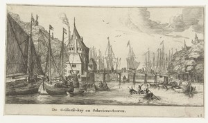 Gezicht op de Geldersekade en Schreierstoren te Amsterdam