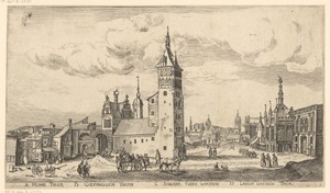 Gezicht op de gevangenistoren in Danzig, gezien vanuit het zuiden