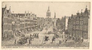 Gezicht op de Gouden Poort aan het einde van de Langstraat in Danzig