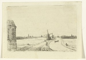 Gezicht op de Haagsche Vaart met molens