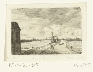 Gezicht op de Haagsche vaart met molens